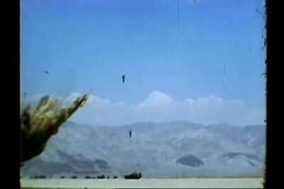 GBU-10 Paveway II double tap for an armored vehicle target during testing in the 1970s