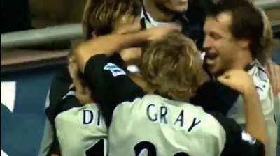 Steven Ried for Blackburn vs Wigan, 2005. A goal that can only be described as a apocalyptic Nuclear Thundercunt. Hence the NSFW tag. 