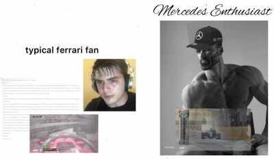the virgin ferrari fan vs the CHAD mercedes enthusiast