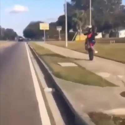 Good thing he was wearing a helmet