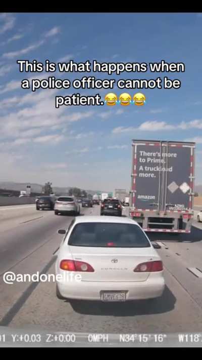 Impatient police officer messes up patrol car