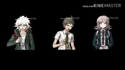 that one kirby song but hinata is the slow beat, komaeda is the fast part, and nanami is the melody (sorry for the kinemaster logos)