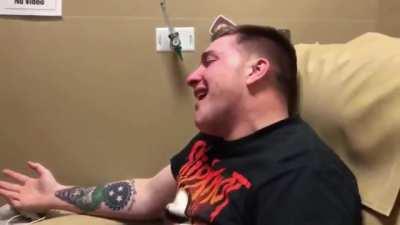 Drugged guy at the dentist being told about his life.