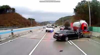 Crossing infront of a car pileup