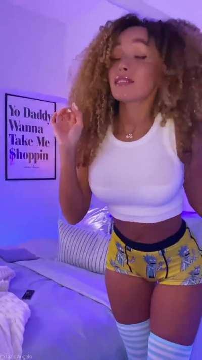 Ab wearing Rick Sanchez spanks