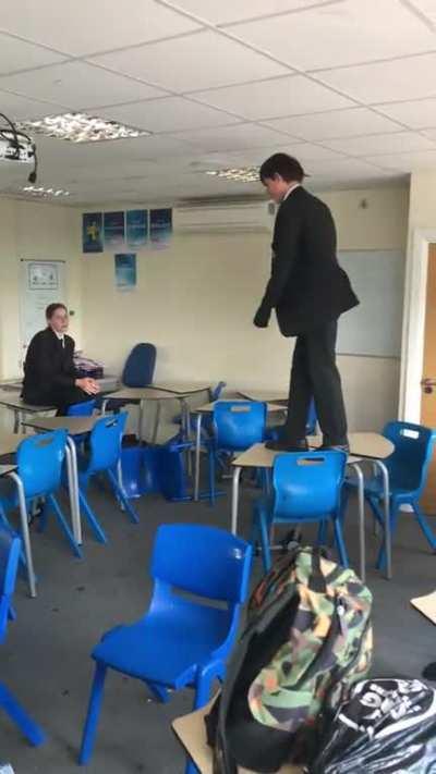 Let’s do some parkour on some tables!