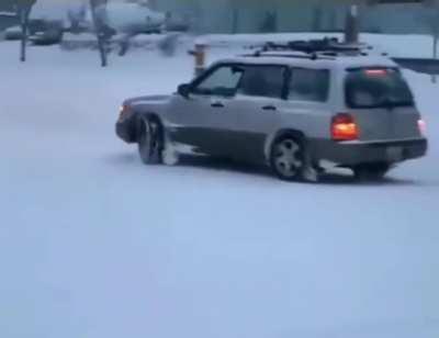 Man tried to stop the car with his foot (I did not record this)