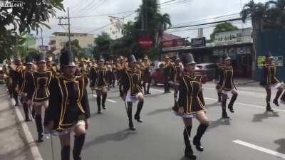 This guy is really enjoying the marching band