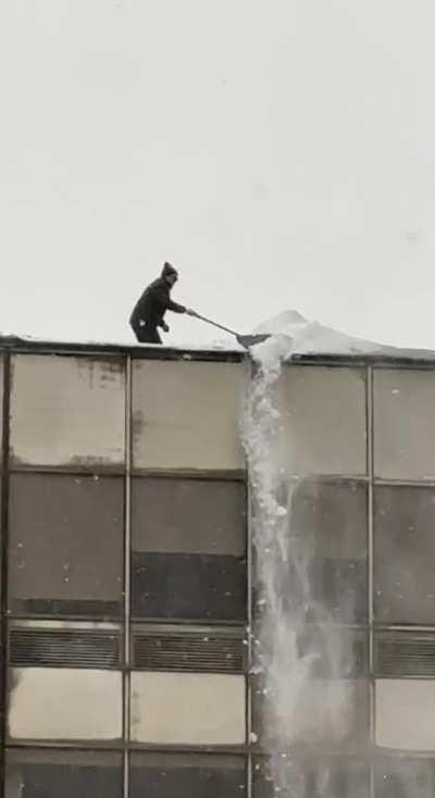 high altitude snow shoveling downtown