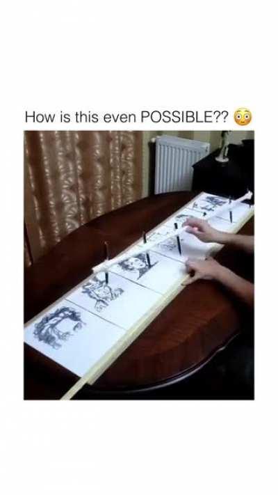 This Artist can draw 6 portraits at once