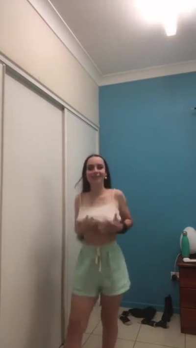 Sexy arab with huge tits slim but stacked with hard nips