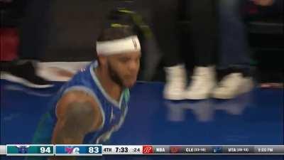 [Highlight] Bridges gets denied by Embiid but recovers the ball and slams it on Drummond!