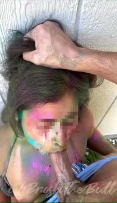 Stuffing her throat after celebrating Holi