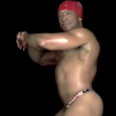 Dark Brandon celebrating democracy after defeating The Malarkey (god he’s so buff)