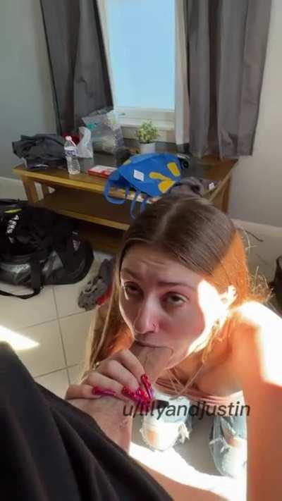 Sucking my bf's monster cock before we go out 😍 (OC)