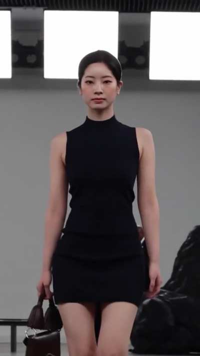 Dahyun during the rehearsal and Dahyun during the fashion show