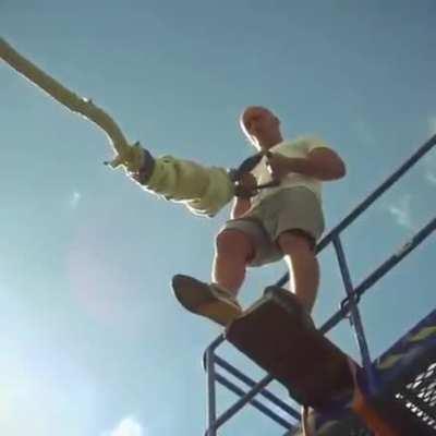 Letting go of the rope during a bungee jump