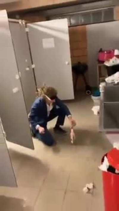 Bro thought he was safe in there...