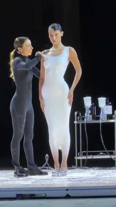 Dress created live on runway.