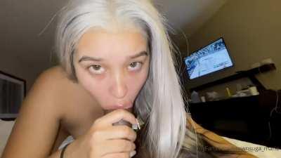 HOT AF🔥 SUCKS AND FUCK BBC AND LET HIM COME OVER HER 💦💦 WATCH FULL LENGTH TAPE IN COMMENTS 👇