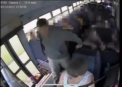 Bus driver not paying attention closes the doors on a little boy's bag, dragging him while bus is in drive