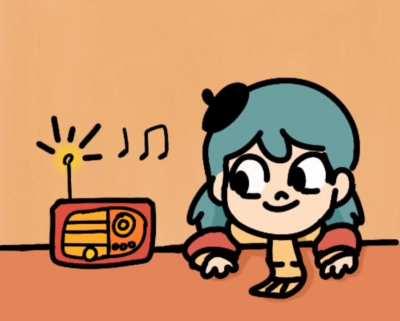 Hilda listens to thy radio