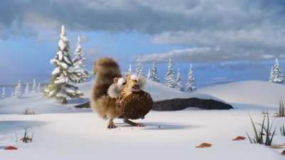 20 years later, Scrat finally got his acorn. This shot was made as a farewell to Blue Sky Studios