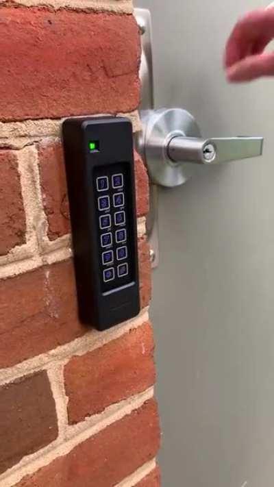 This keypad that just opens if you swipe it [back door to a bank]