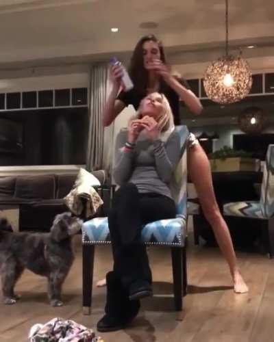 Giving her friend a show