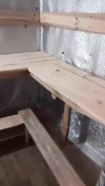 Ukrainian Soldiers Built a Sauna in Their Trench Network..