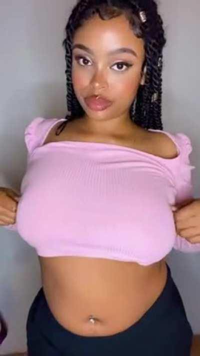 I want to see you get down on me while holding these tits