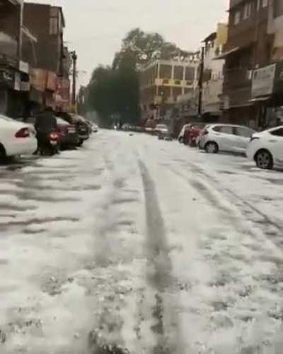 Unusual hailstorm in Delhi yesterday (May 14). Climate changes are scaring too.
