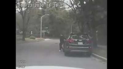 Footage showing part of a shootout last night in Prince George County, Maryland that left 3 police officers with gunshot wounds. The two suspects were captured soon after. All 3 officers are expected to survive their injuries. Officers were originally res