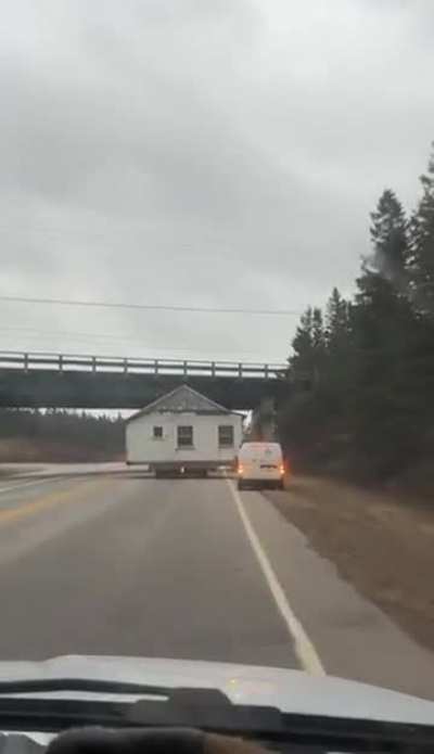 Illegal transportation of house in Nova Scotia, Canada.