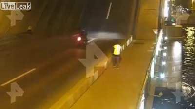 Rider gets way to close to drawbridge