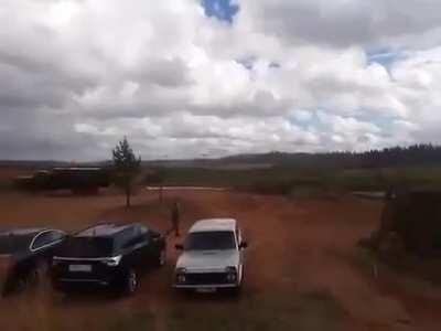 An attack helicopter accidentally firing during flight [Loud] [Turn on sound for extra flinch]