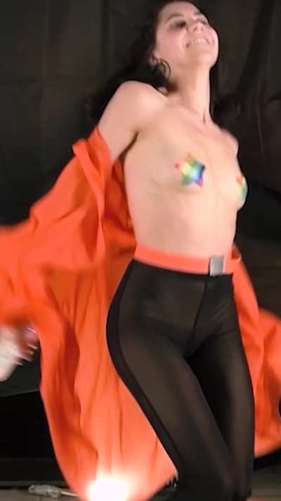 Tranparent flared pants that let you see my pubes as I dance