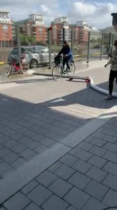 Not noticing potential road hazards while skateboarding