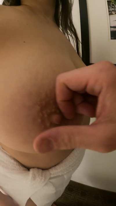 MY son (25) loves grabbing his mothers big 38F tits