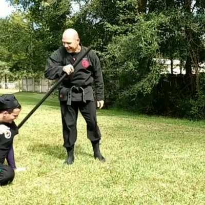 Ancient samurai skill of rolling backwards into swords