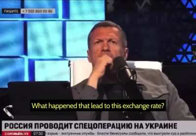 Top Russian propogandist is furious about westerners laughing at the value of Russian currency. 