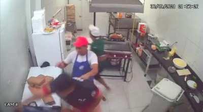 Cook can’t use a gun so uses it as meat softner