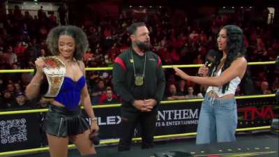 The contract signing between Kelani & Indi Hartwell for the TNA Knockouts World Championship at Bound For Glory! (Impact - 10/9/25)