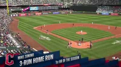 [Highlight] Mike Zunino hits an absolute moonshot that sneaks over the wall for a three-run homer and gives the Guardians the lead