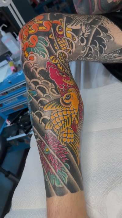 Koi leg sleeve in progress 