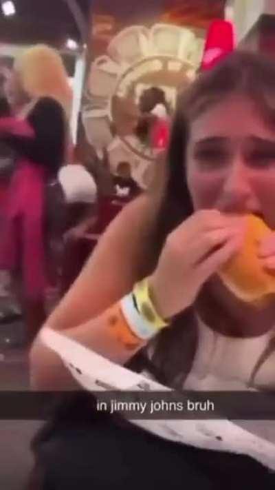 Enjoying Jimmy Johns experience.