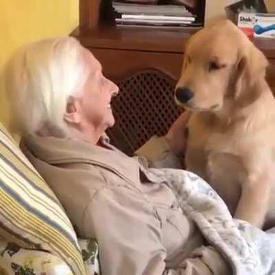 Precious baby comforts grandma