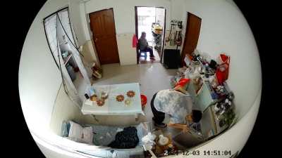 广州增城，真是惊魂未定，居然大白天有小偷进到家里行偷窃之行，幸亏没有损失什么，只是把我老妈吓到了，我老妈有视障加上弱智，根本分辨不出是好是坏，这个小偷胆子也太大了，居然还敢停留了半个小时之久，好像是自己家一样，躺在沙发上还刷抖音，是什么样心理才会这样做，加上还有主人在，看着也才20左右的小伙子，问题是我们家里都不认识这个人呀，真是回看都感觉得害怕，年关将近，望大家多多注意了，出门记得关门。