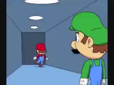 Mario trips and falls