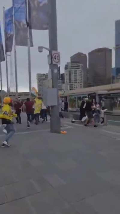 Sikh separatists and INDlAN Hindus clash on the streets of Melbourne, Australia